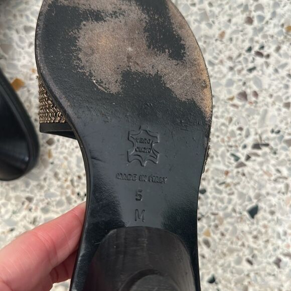 Eric Javits raffia rattan brown gold slide kitten heel 5 - Picture 4 of 4